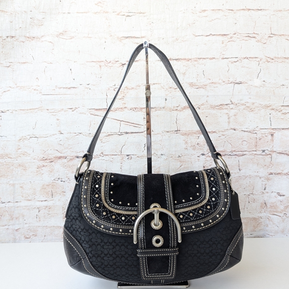 Coach Vintage Soho Black Signature C Canvas & Patchwork Shoulder Bag - Picture 2 of 16